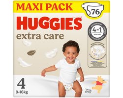 Huggies® Extra Care baby luiers, Maat 4 (8 tot 16 kg), 76 luiers met vochtindicator en Disney designs, Maxi Pack