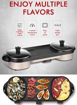 WizBay Premium Select 4 en 1 Dual Asian Shabu HotPot - Hot pot - Funcooking - 3 portions de bouillon ! - Plancha Grill - Gourmet - Bouillon à fondue, 5 - 12 personnes - 2000W - Electrique - Fondue Chinoise - Anti-Adhérent Bas - 80cm de Long !