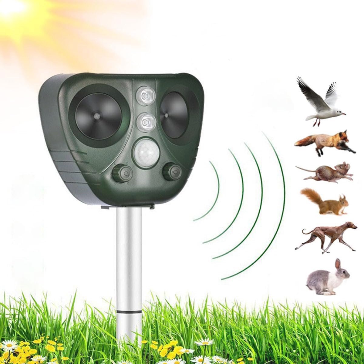 Ultrasoon kattenafweermiddel voor buiten - Oplaadbaar, Waterdicht en Met Infrarooddetectie