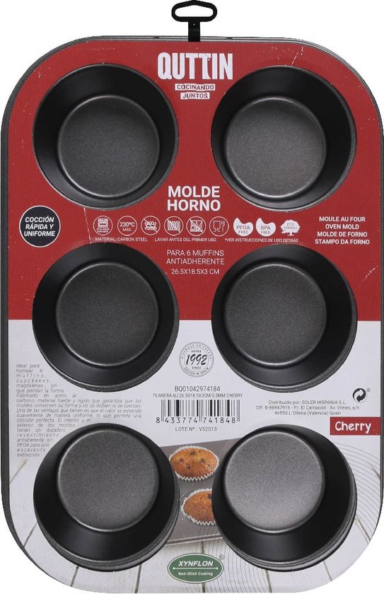 Moule à muffins pour 6 muffins + spatule - sans pfas