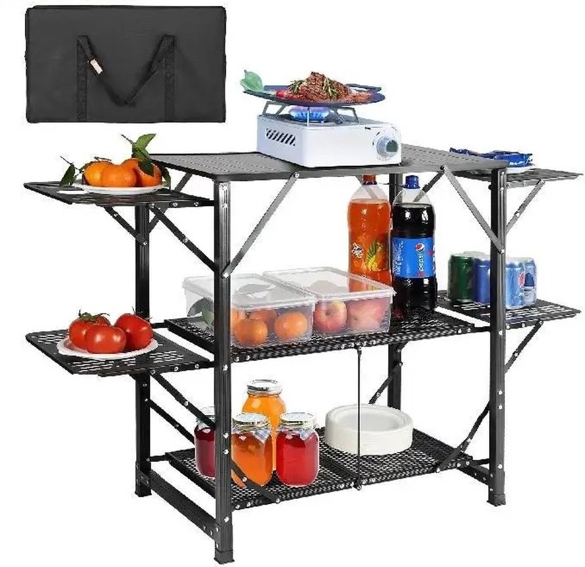 Mygroot - Camping Keukentafel - Eendelig - Opvouwbare Draagbare - Cook Station - Aluminium - Camping - Klaptafel - Voor Buiten Picknicks - Bbq