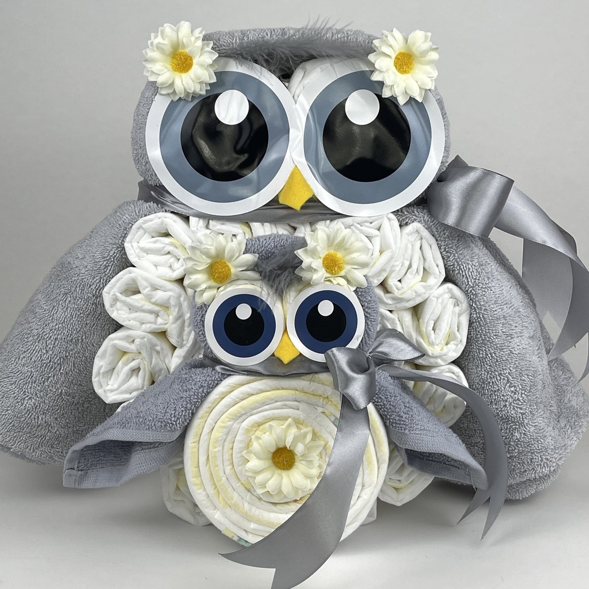 Goedkoopste Chouette-Chouette | Luiertaart Uil Luieruil Neutraal | Kraamcadeau | Geboorte Jongen Meisje | Babyshower | Grijs