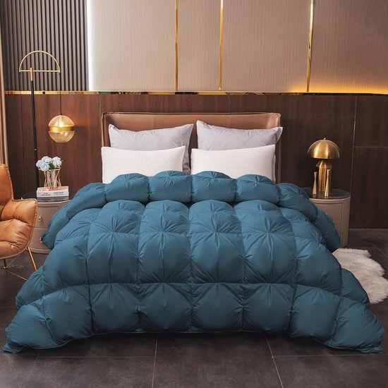 Dekbed met ganzenveren en dons voor alle seizoenen - 220 x 240 cm, 100% katoen, machinewasbaar