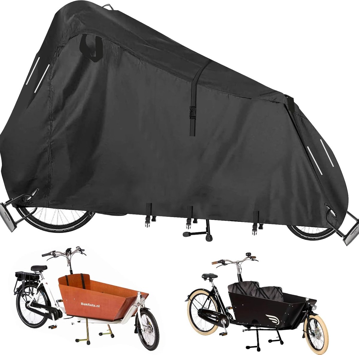 Bakfiets Hoes - 420D Oxford Fietshoes voor Bakfietsen - Waterdicht & Winterbestendig - Stof-, Regen- en UV-Bescherming - Beschermhoes voor Bakfiets - Duurzaam voor Winter, Regen en Zomer