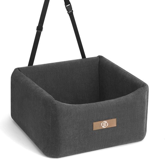 PETSFIT Autostoel Hond, Hondenstoel middenconsole Auto, hondenautostoel voor kleine honden met verbeterde veiligheidsgordels, dik kussen,zwart