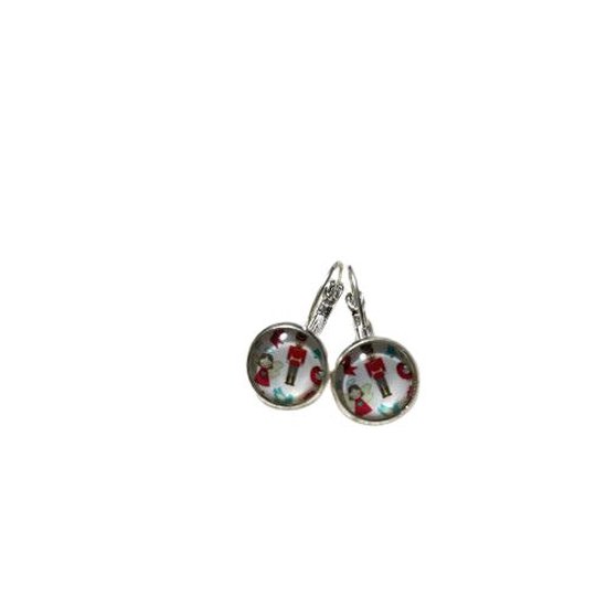 2 Love it Casse-Noisette & Ange de Noël - Boucles d'oreilles pendantes - Diamètre 12 mm - Longueur 2,5 cm - Métal - Noël - Vert - Rouge - Wit - Couleur argent