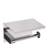 Sanics WC Rolhouder Zilver – Toiletrolhouder zonder Boren – WC Papier Houder Met Plankje - Zelfklevend - RVS
