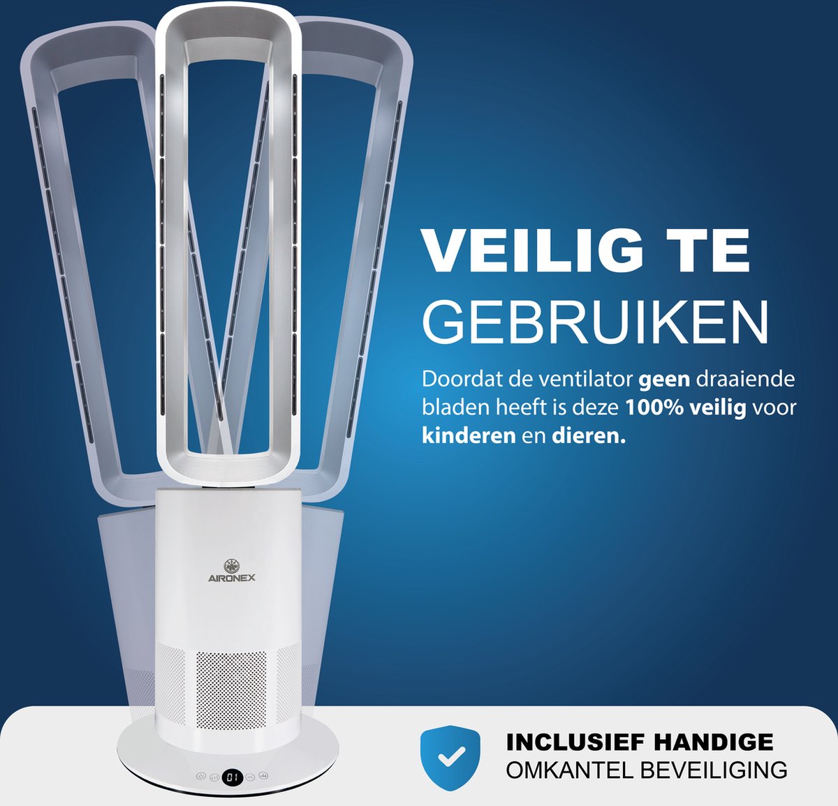 NEO TOOLS Innovative Bladeless Fan, Powerful 2200 mAh Battery, 3 Speeds