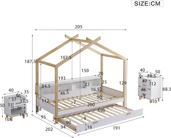 HAINEW Dagbed, uittrekbaar, 90 x 200 cm of 180 x 200 cm, met lattenbodem, bedbank, slaapbank, logeerbed, gestoffeerd bed, multifunctioneel bed, kinderbed, fluwelen stof, jeugdbed (beige