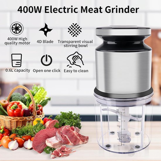 Equivera Hakmolen - Food Processor - Food Chopper - Groentesnijder - Hakmolens - Groente Chopper - Keukensnijder - Etensnijder - Keuken Accessoires