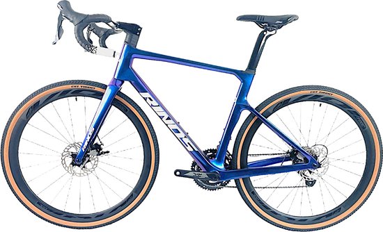 Rinos Sandman 1.0 - Carbon Gravel Fietes - Gravel Bike - met Shimano SORA 18 versnellingen en schijfremmen - lichte fiets voor dames en heren - 700 x 40C - Kameleon Blauw-Paars 58 van Rinos — afbeelding 2