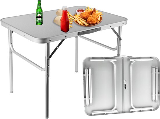 Klaptafel 75x55x60cm - Weerbestendige Inklapbare Campingtafel voor Buiten - Opvouwbare Tuintafel met Handvat voor 1-2 Personen - Stevige Vouwtafel