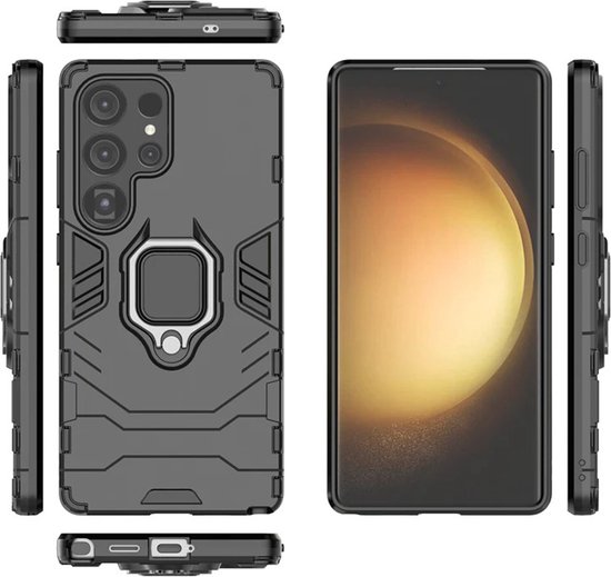 Coque pour Samsung Galaxy S25 Ultra - MobyDefend Double Couche Armure avec Support - Rouge - Étui pour Téléphone Portable - Étui de Téléphone Convient pour : Samsung Galaxy S25 Ultra