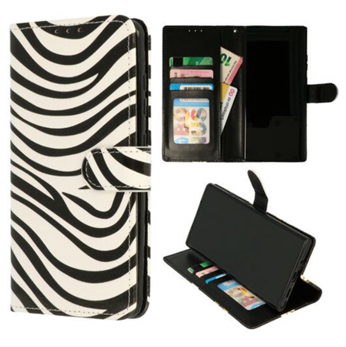 Geschikt voor Samsung A02s - Bookcase - Zebra Print - Ruimte voor 3 pasjes - Telefoonhoesje