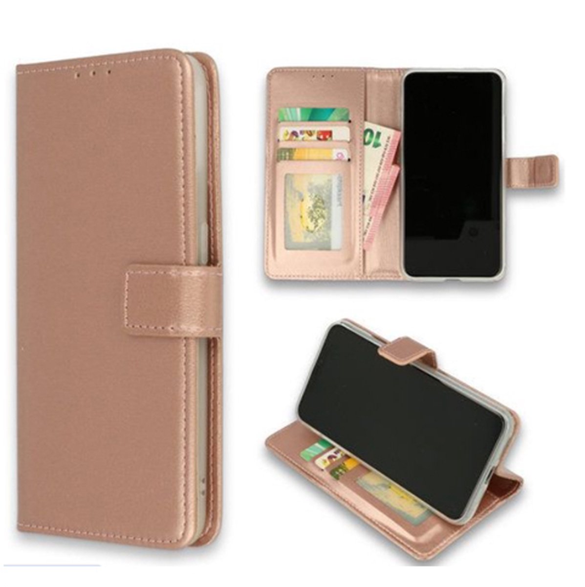 Geschikt voor Samsung A21S - Simple Bookcase - Roze - Ruimte voor 3 pasjes - Telefoonhoesje