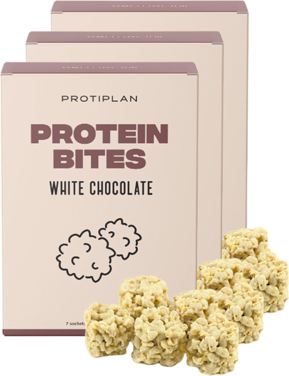 Goedkoopste Protiplan | Mini Witte Chocolade Krispies | 3 stuks | 3 x 7 x 24 gram | Low carb snack | Snel afvallen zonder hongergevoel!