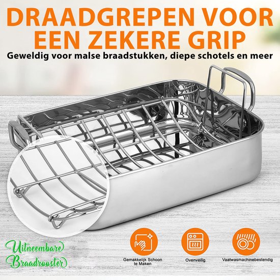NutriChef Braadpan - Braadpan met Gepolijst Rooster- 35,5 cm