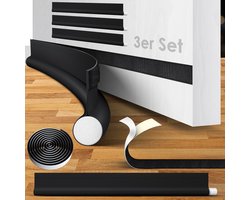 KESSER® Tochtstrip set van 3 - Tochtstopper kan op maat worden gesneden Tochtband tot 95 cm Geschikt voor alle deuren Tochtrol afwasbaar Tochthond tochtwering bescherming tegen geluid en tocht - Zwart