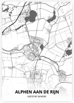 Alphen aan de Rijn plattegrond - A3 poster - Zwart witte stijl