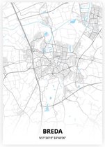 Breda plattegrond - A4 poster - Zwart blauwe stijl