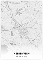 Carte de Heerenveen - Affiche A3 - Style de dessin