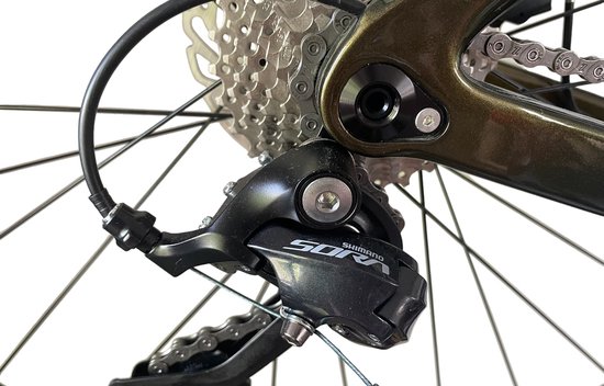 Rinos Odin1.0 Carbon Road Fiets, met Shimano SORA 18 versnellingen en schijfremmen, lichte fiets voor dames en heren, 700 x 40C, Kameleon Goud & Groent 58 van Rinos — afbeelding 3