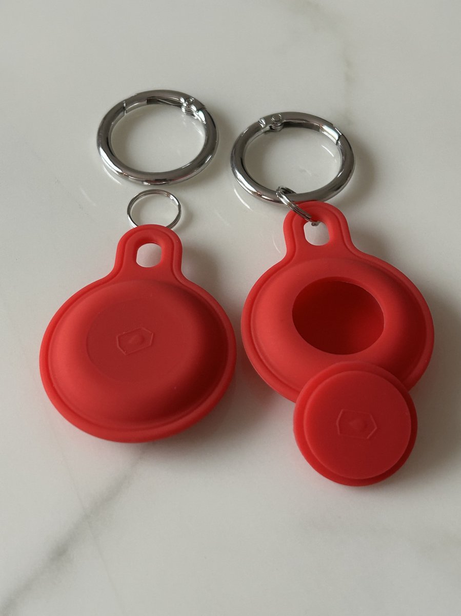2 Stuks Tracker Spatwaterdichte TPU/Siliconen sleutelhangers beschermhoesjes - Hoesje Geschikt voor Apple AirTag - 2 stuks - Rood