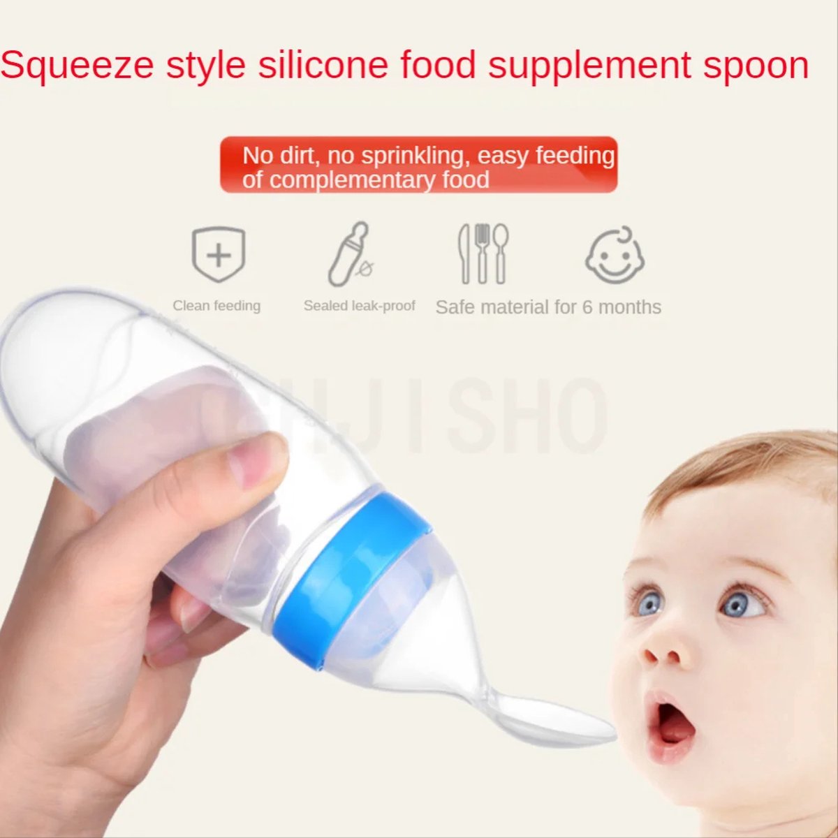 Goedkoopste 90ML Siliconen Baby Zuigfles met Knijplepeltje - BPA-vrij, Veilig en Makkelijk Schoon te Maken voor Pasgeborenen en Babytraining