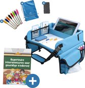 MOVENDO Tablethouder - Reistafel voor Kinderen – Autotafel – Speeltafel Auto – Auto organizer Kinderen - Tekentafel Auto – Opvouwbare Reistafel - Blauw
