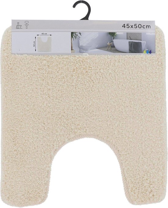 Tendance Tapis de toilette/tapis de toilette Aquarius - avec évidement - antidérapant - microfibre - blanc crème - 45 x 50 cm - tapis de salle de bain
