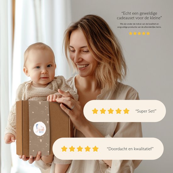 Love Nest Kraamcadeau Jongen / Meisje - Baby Cadeau Babyshower - Baby Bijtring, Speenkoord en Knuffeldoekje - Kraammand met Kraamcadeautjes van Love Nest — afbeelding 5