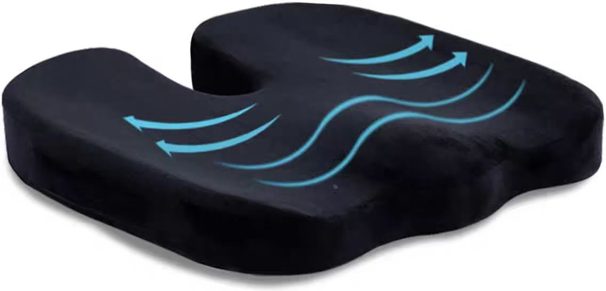Goedkoopste Premium Ergonomisch Stuitkussen - Donut - Wig - Orthopedisch - Zit - Memory Foam - Traagschuim - Aambeien - Revalidatie - Auto - Kantoor - Onderweg - Incl. 2 Hoezen