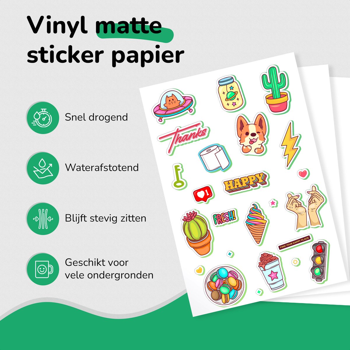 36 Matte Vinyl Stickervellen A4 – Waterbestendig Stickerpapier voor Inkjet & Laser Printer - Geschikt voor Snijmachines — afbeelding 2