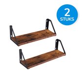ACAZA Wandplank - 2 Stuks - 40 x 12 x 11 cm - Wandrek - Boekenrek - Boekenplank - Wandplank Zwevend - Vintage Bruin