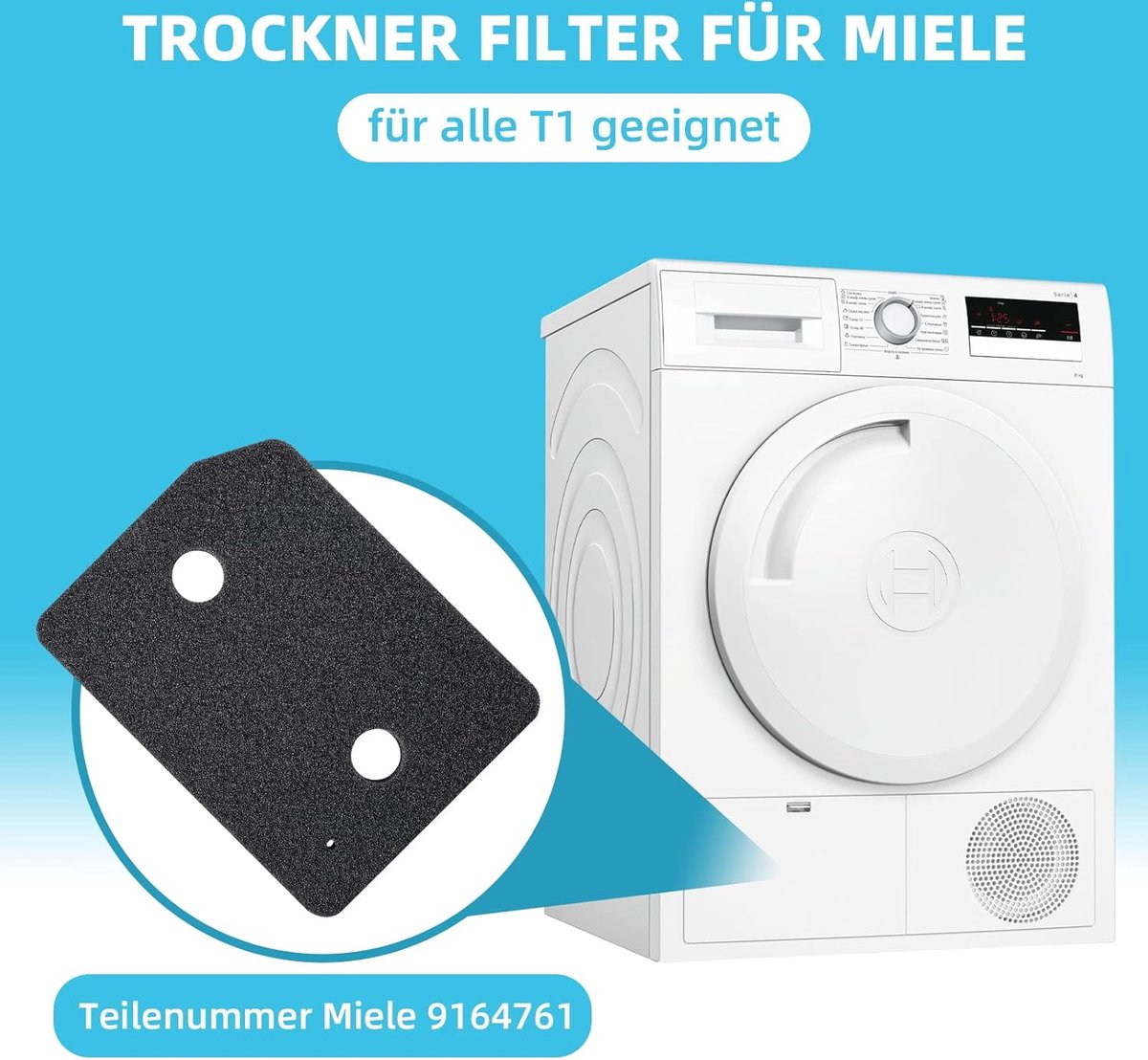 Juma Filtertechnik filter voor Miele sponsfilter 9164761 fijn/grof 207 x 157 x 30 mm warmtepompdroger filterdroger condensdroger filterschuim foam basisfilter spons filtermat (set van 2