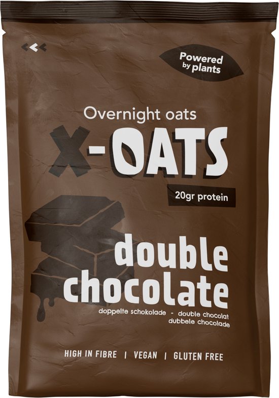 X-OATS BREAKFAST SHAKE - Repas 8x70gr - 20g de protéines par portion, faible en sucre, vegan, sans gluten, pack de 8 [8x double chocolat]