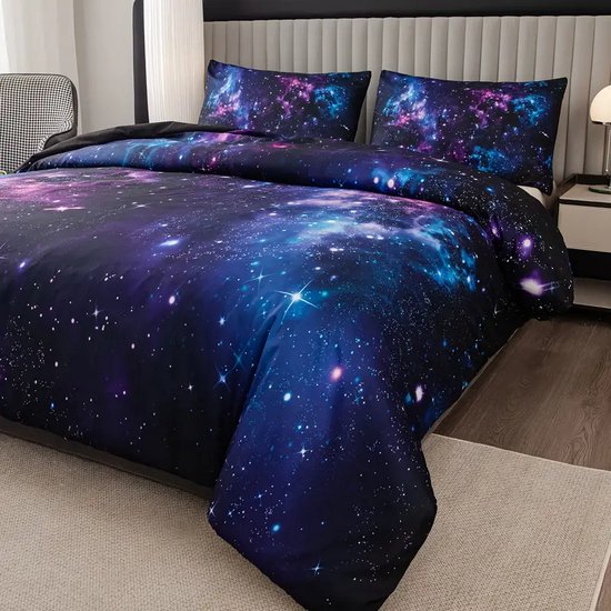 Dekbedovertrek Sky Night Blue Ink | 200 x 200|220 cm | Groen | Blauw