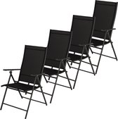 Bol.com Infinity Goods Tuinstoel - 4 Stuks - 7 Verstelbare Standen - Inklapbaar - Tuin of Balkon - Weerbestendig - Textileen - Z... aanbieding