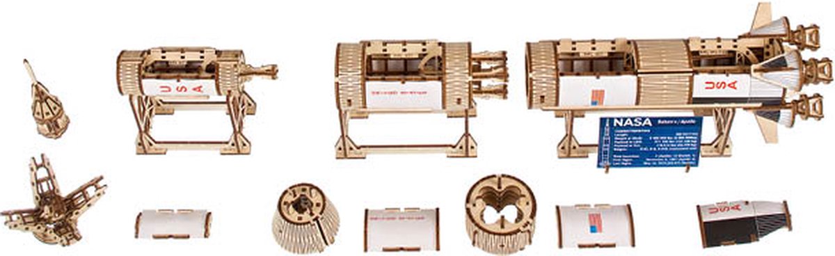 UGEARS 3D Modelbouw - Nasa Saturn V - Mechanisch Bouwpakket Hout - Educatief Speelgoed — afbeelding 3