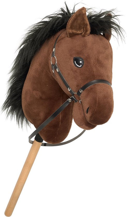 Foto: Relaxpets stokpaard bruin paard met hoofdstel en teugels horka