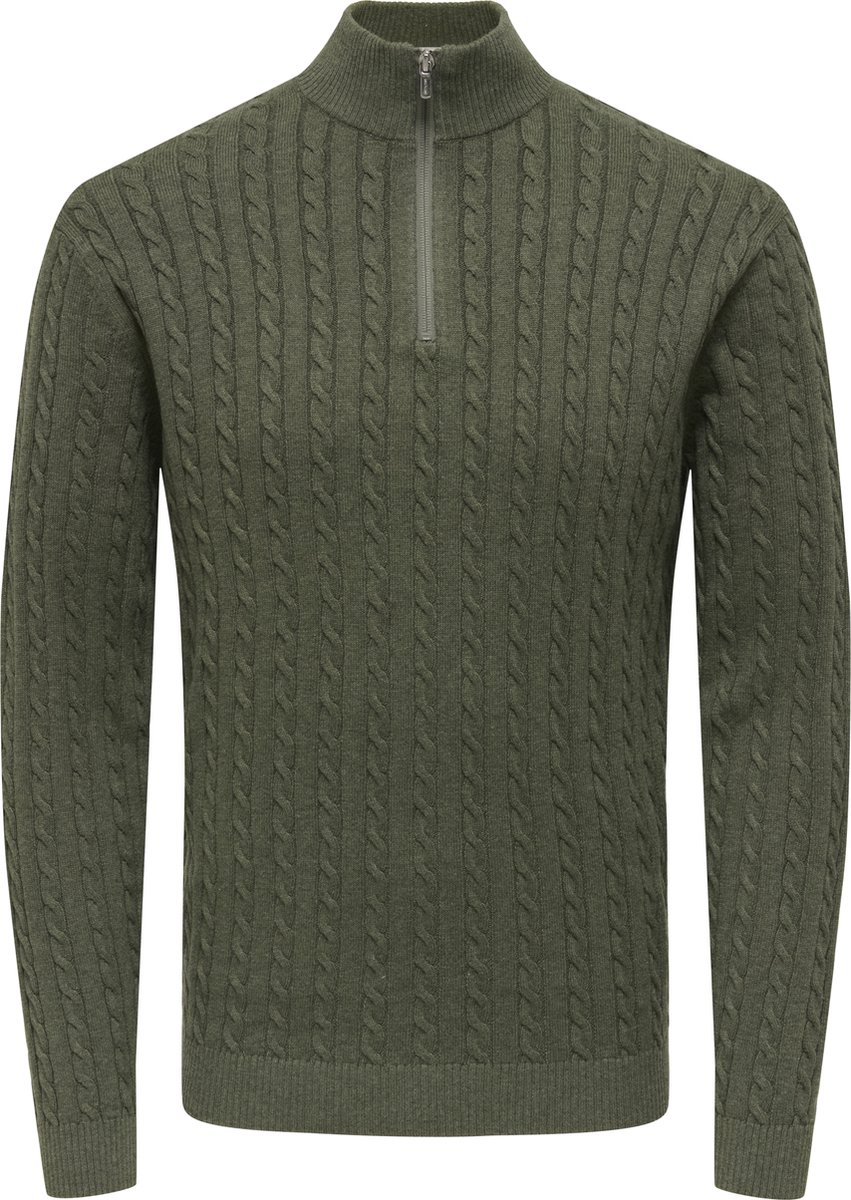 ONLY&SONS - ONSLOUI REG 12 CABEL HALF ZIP KNIT NOOS - Heren - Gebreide truien
