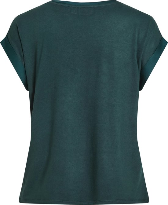 Vila VIELLETTE SS SATIN TOP - Ponderosa Pine Vert Foncé