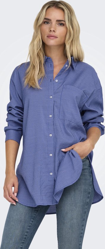 Only Blouse Onlmaggie L/s Check Shirt Wvn 15344363 Amparo Blue/white Dames Maat - S