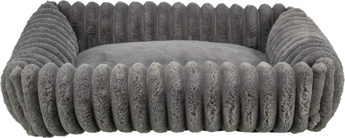 Trixie - Hondenmand Lonni - Ribfluweel - Hoekig - Grijs - 80X60 cm