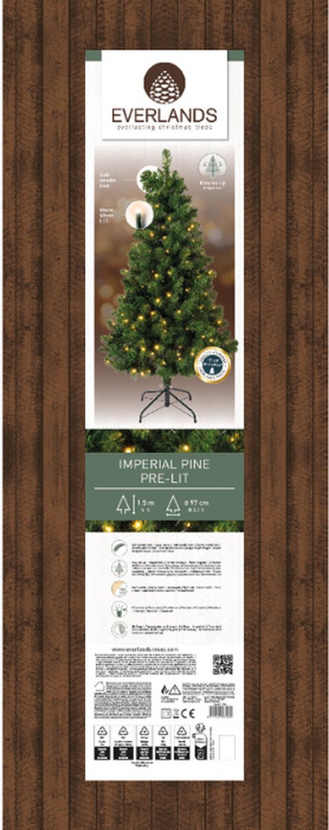 Everlands Imperial Pine Kunstkerstboom - 150 cm hoog - Met verlichting met twinkel functie – foto 6