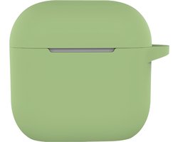 Hoesje - Geschikt voor Apple AirPods 4 - met Clip - Siliconen Hoes - Silicone Case Cover - Groen