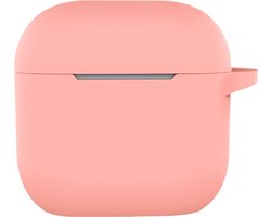Hoesje - Geschikt voor Apple AirPods 4 - met Clip - Siliconen Hoes - Silicone Case Cover - Lichtroze