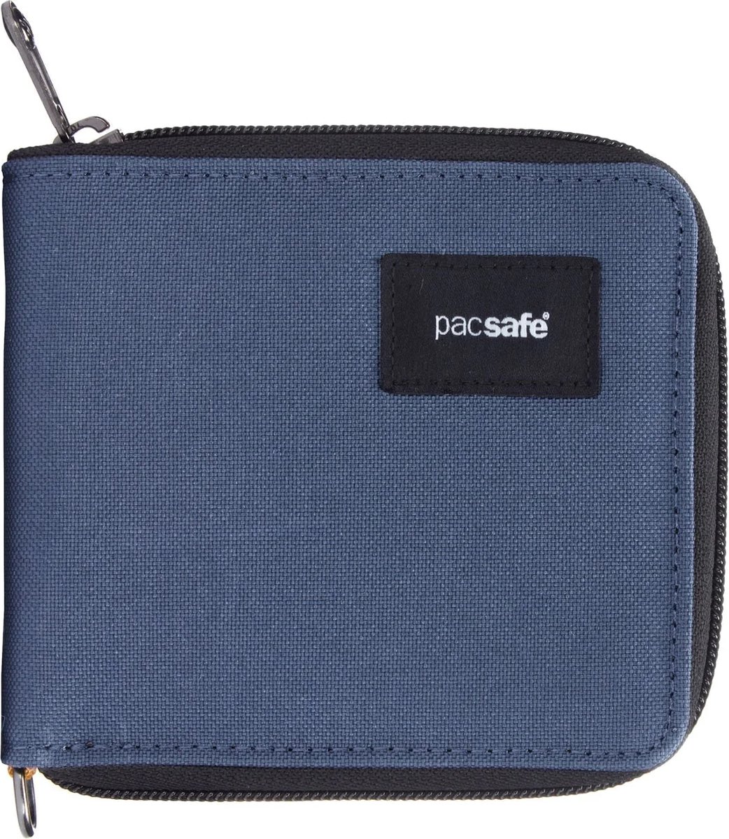 Pacsafe Portemonnee - 11 x 8 x 2 cm - Pasjeshouder - RFID-blokkerend - Beveiligde Portemonnee - Anti-diefstal Pasjeshouder - Gerecycled Polyester - Blauw