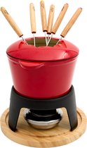 Bol.com Lacor Fondue Set - 12L - Emaille - Kaas Chocolade Groente Vlees Fondueset - Inclusief 6 Vorken aanbieding