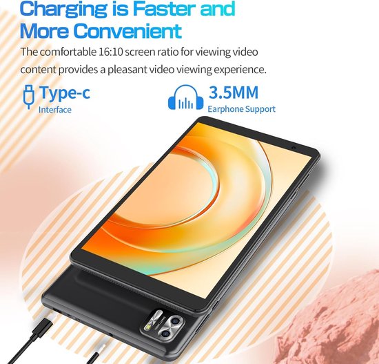 Elementkey Ai-8 Pro TAB8 - Tablette Android 8 pouces | 128 Go de stockage, 8 Go de Ram - Wi-Fi, Bluetooth 5.2 | Puissant et portable